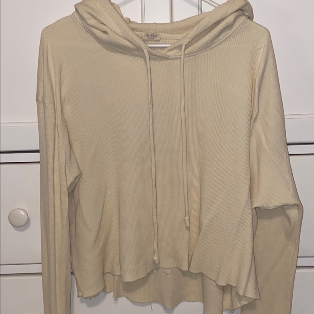 Light yellow Brandy Melville Hooded Long Sleeve
